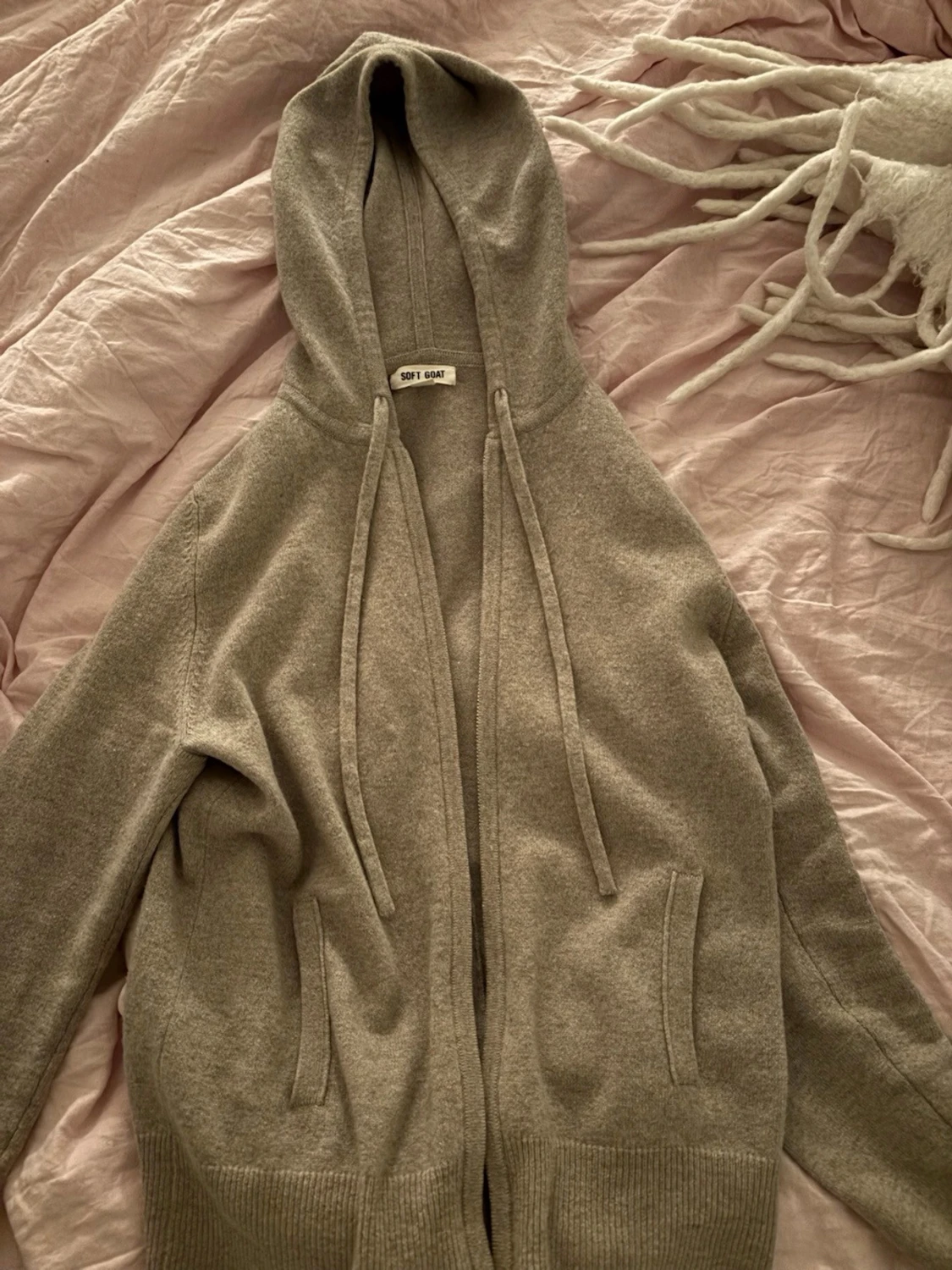 Grå zip-hoodie i cashmere Soft Goat - 2