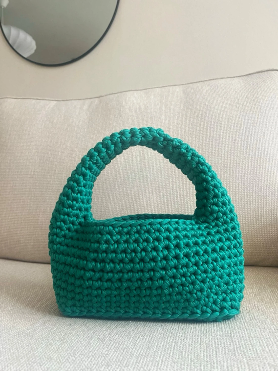 Grön virkad handväska - 1