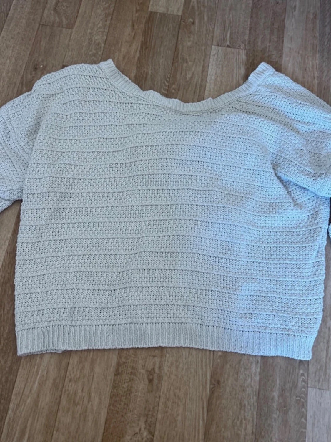 Off shoulder stickad tröja ljusbeige - 1