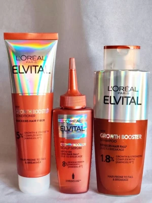 Growth Booster  - L'Oréal Elvital Growth Booster: Shampoo 200ml, Conditioner 150ml, Serum 102ml. Nytt och oöppnat. Pris för 3 produkter 