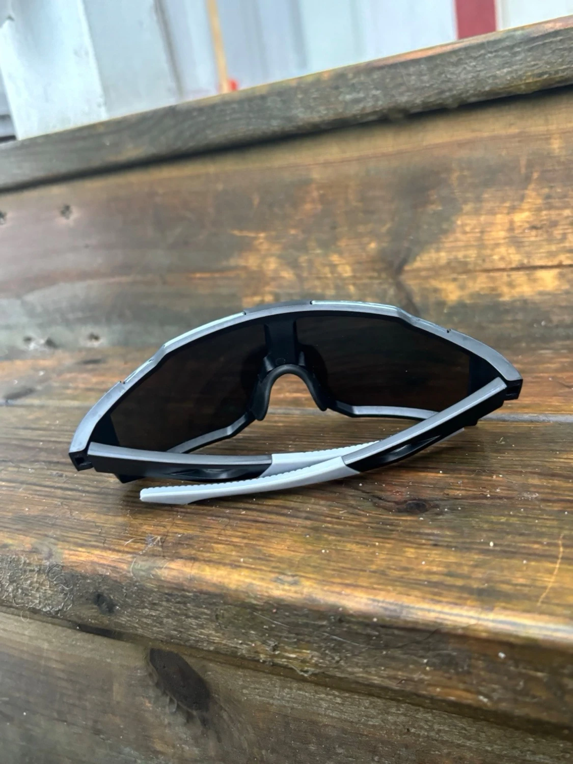 Silver spegelglas Sportsolglasögon med svart ram - 3