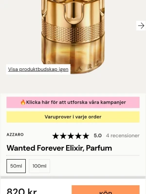 Azzaro Wanted Forever Elixir Parfym - Azzaro Wanted Forever Elixir är en lyxig parfym i en guldig, cylinderformad flaska med metallisk finish och detaljerad struktur. Flaskan har en exklusiv design som påminner om en patrontrumma och utstrålar elegans och kraft.