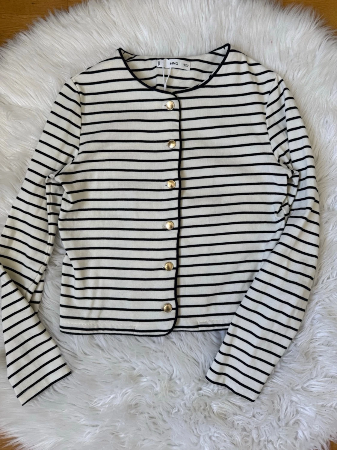 Randig kofta & mörkblå tröja Mango - 2