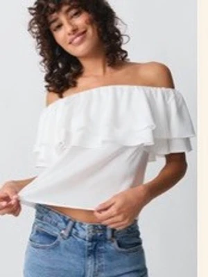 Vit offshoulder topp - Vit offshoulder topp från ginatricot i storlek xs💓