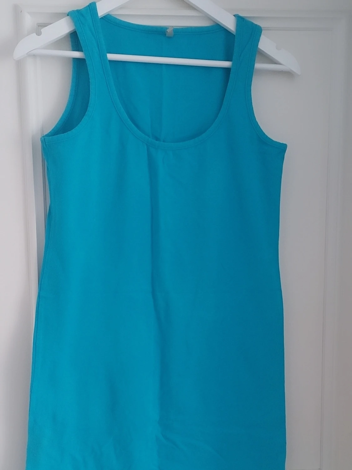 Turkos ärmlös bomullsklänning - 2