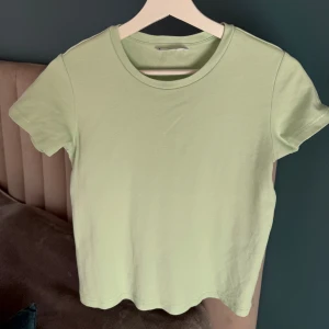Ljusgrön basic t-shirt från Mango - 🌱 En stilren ljusgrön t-shirt från Mango i mjuk bomull.  🌱 Modellen är klassisk med rund halsringning och korta ärmar.  🌱 Perfekt att matcha med jeans eller kjol för en fräsch look. 🌱 Använd 2-3 gånger och tvättad. Mycket bra skick  🚭Djurfritt och rökfritt hem 💛 Se gärna mina andrs annonser samfrakt 