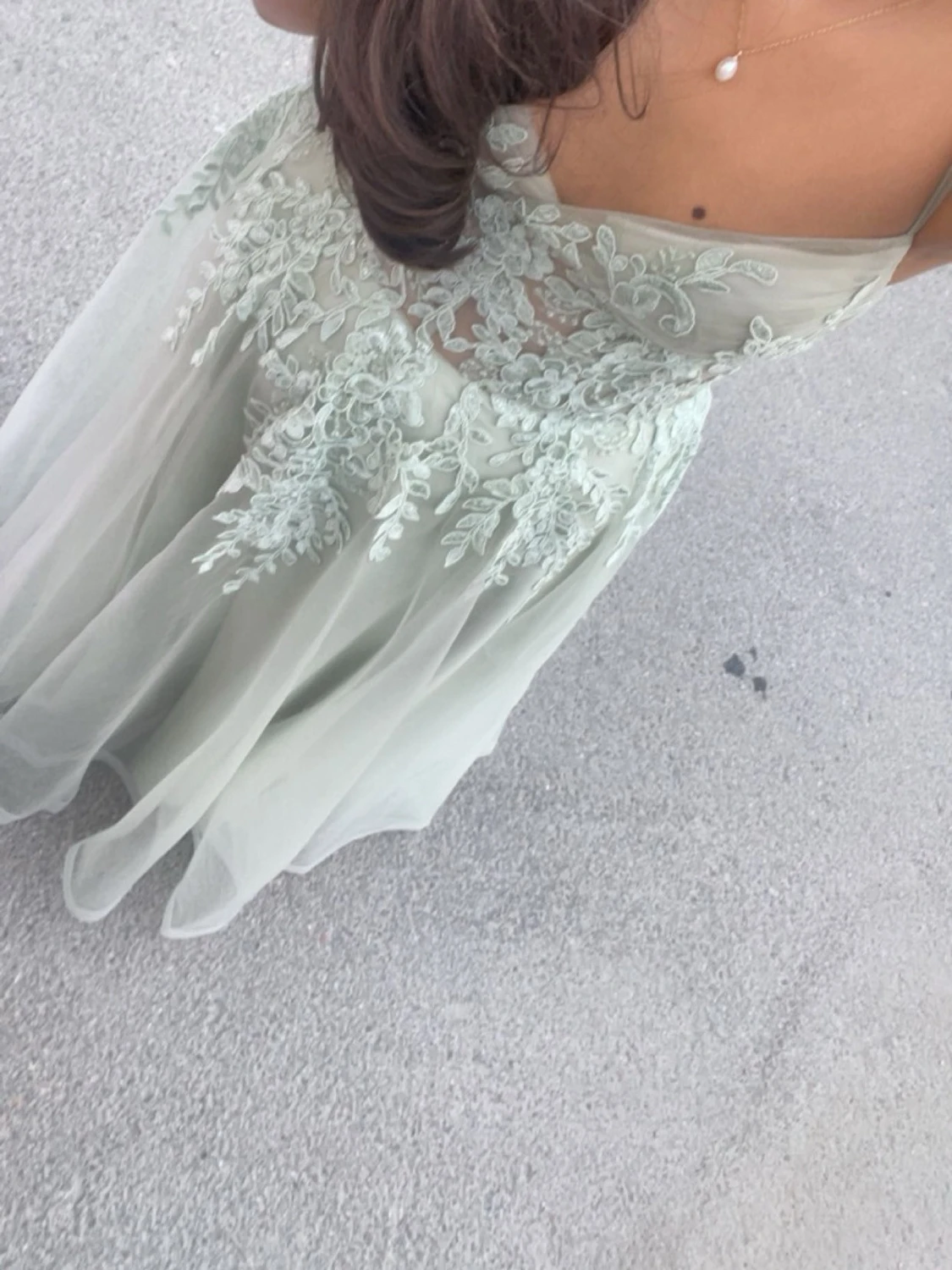 Ljusgrön bal klänning  - 3