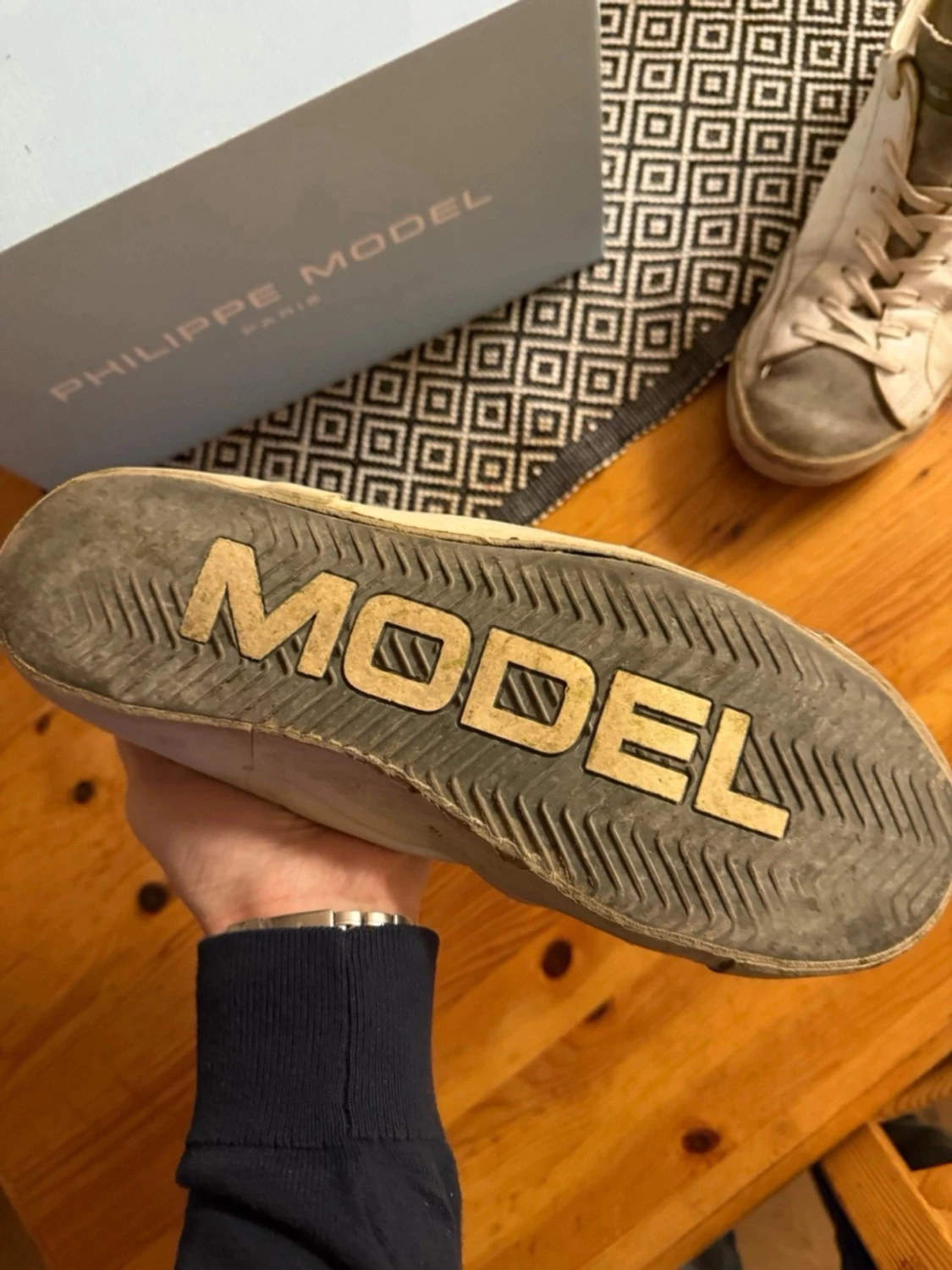 Philippe Model vita sneakers i skinn - 3