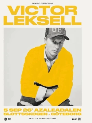 Biljetter till Victor Leksells konsert i Göteborg - Säljer 2 vanliga ståplats biljetter till Victor Leksells konsert i Göteborg den 5 September 2026. Konserten är på Azaleadalen, Slottsskogen. Biljetterna säljs endast tillsammans för 1700kr.