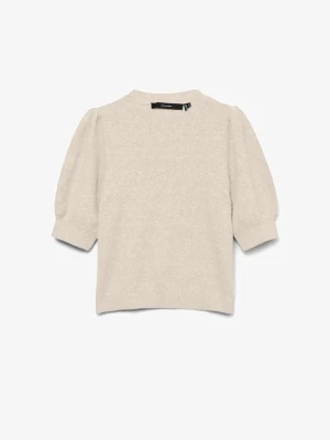 Beige stickad tröja med puffärm - Från Vero Moda endast använd ett fåtal gånger storlek M