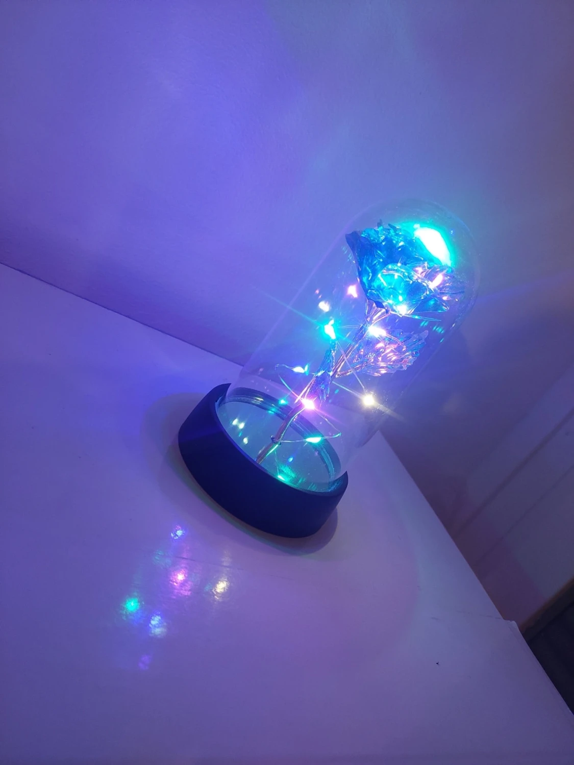 Glaskupa med LED-ros och ljusslinga - 1