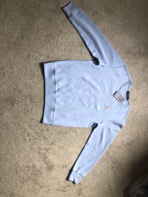 Ljusblå sweatshirt från Polo Ralph Lauren - Ljusblå sweatshirt från Polo Ralph Lauren med klassisk orange broderad logga på bröstet. Tröjan har rund halsringning, långa ärmar och ribbade muddar. Perfekt för en avslappnad och stilren look.