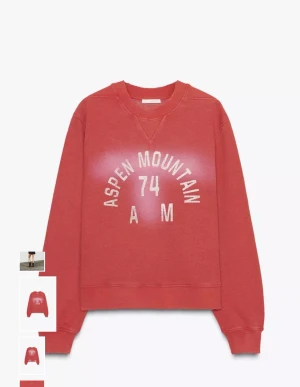 Snygg röd tröja med tryck  - Tröja från Zara, använd 1-2 gng! Storlek M men liten i storleken. Super cool