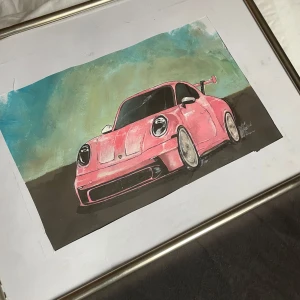 Intressekoll handmålad Porsche poster - Kikar ifall det finns något intresse för en sådan poster, jag har själv målat den