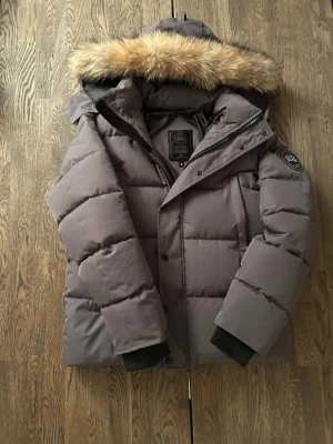 Grå black label Canada Goose - Säljer nu en grå Canada goose jacka black label. Jackan är oanvänd men har dessvärre tappat prislappen under frakt. Pälsen kommer med och jackan skannar även då den har en nfc-tag. Passar perfekt under vintern och våren för att hålla än varm.
