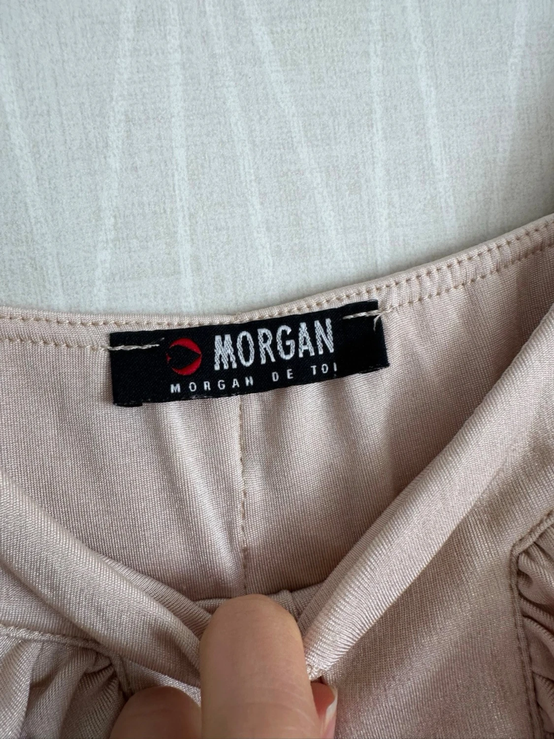 Beige omlott linnetopp med volang - 3