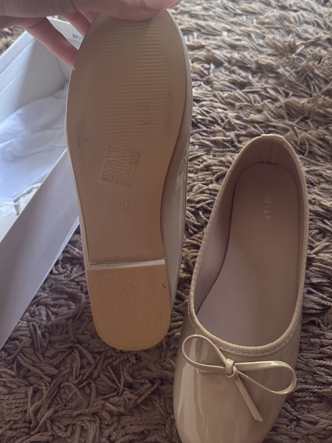 Beige ballerinaskor med rosett - 1