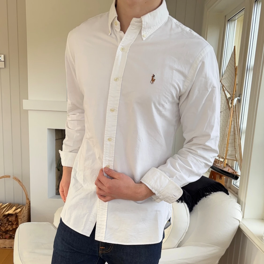 Vit slim fit skjorta från Polo Ralph Lauren slim fit large 