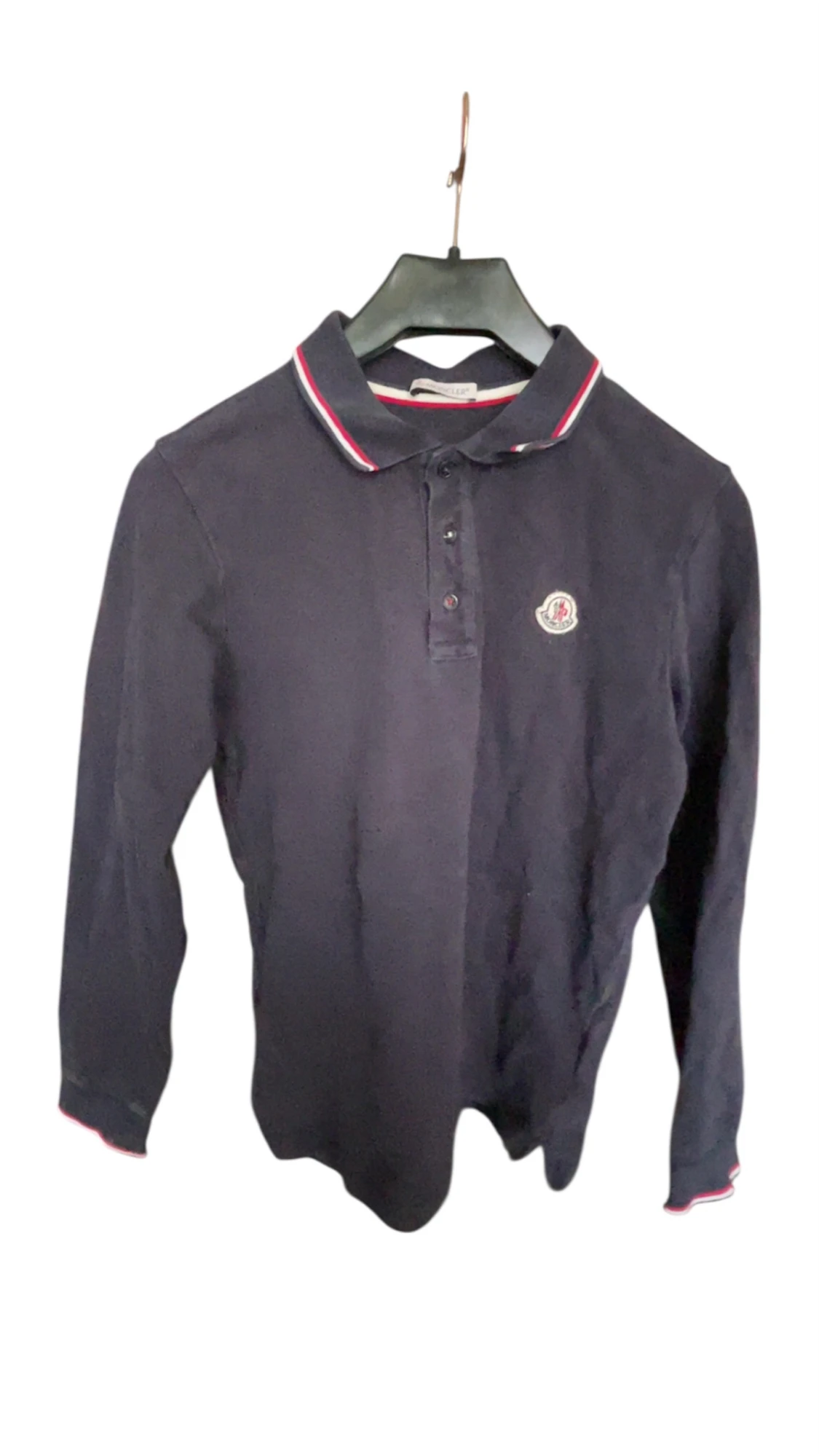 Mörkblå Moncler långärmad piké