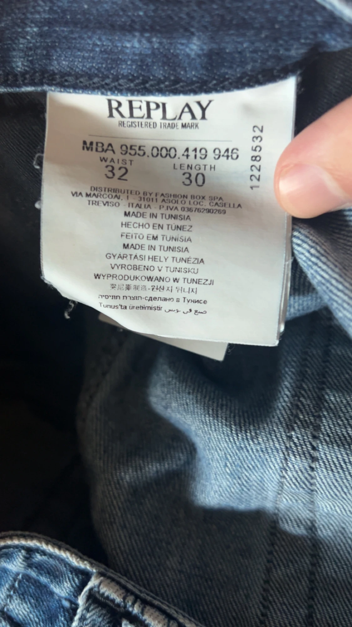 Blå Replay jeans med slitningar, 32/30 - 2