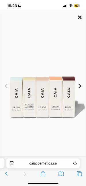 CAIA Discovery Collection parfymset - Fem olika Eau de Parfum från CAIA i smidiga miniflaskor: Le Ciel, Le Soir Lumière, Le Soir, Senso och Bisou. Perfekt för dig som vill testa nya dofter och enkelt ta med i väskan. Har max sprejat 2 sprut per flaska. 🤍🤍🤍