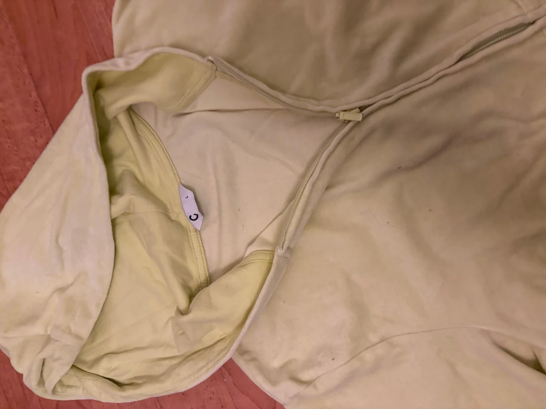 Ljusgul hoodie med dragkedja - 3