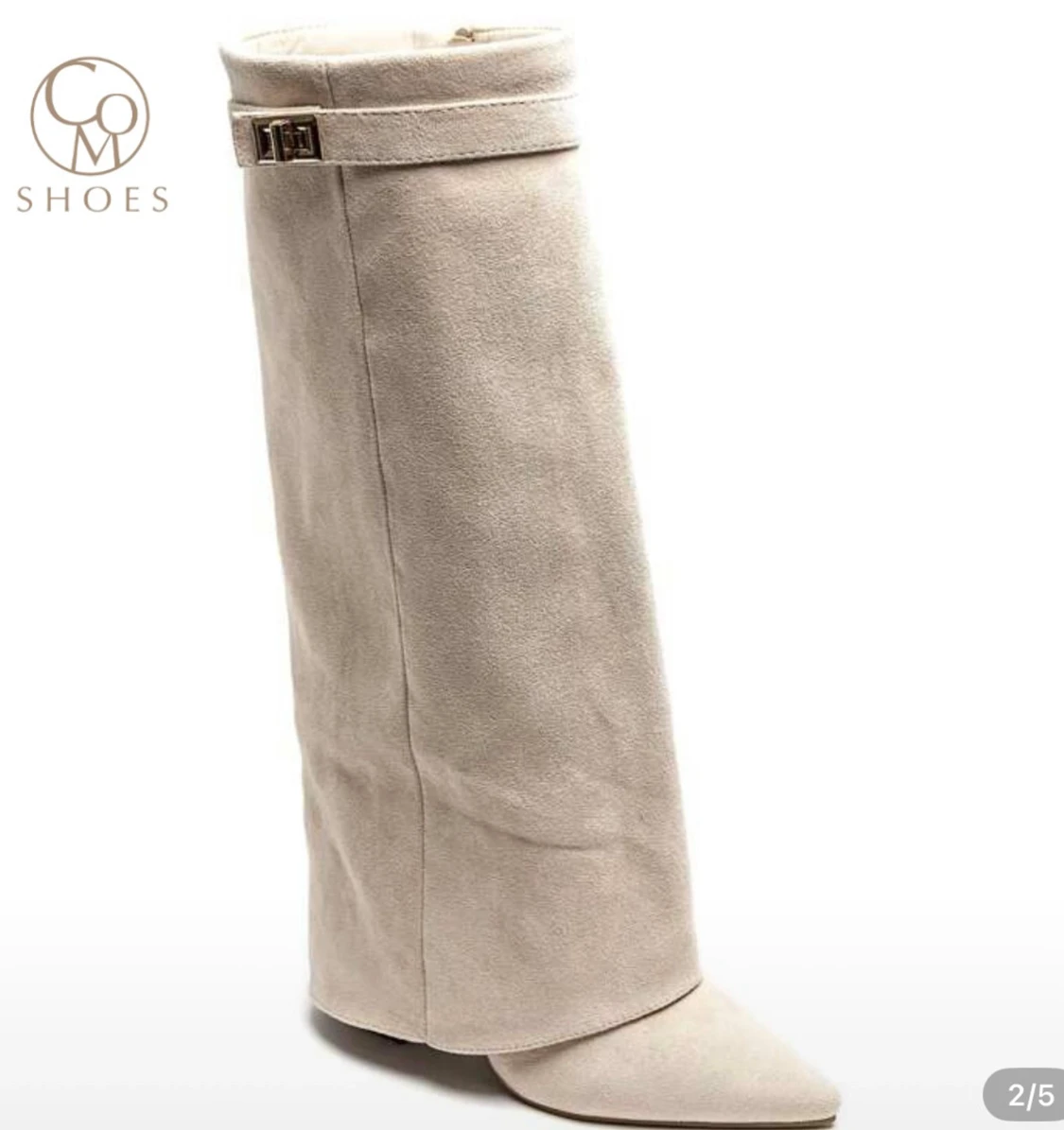 Beige mockastövlar med spetsig tå