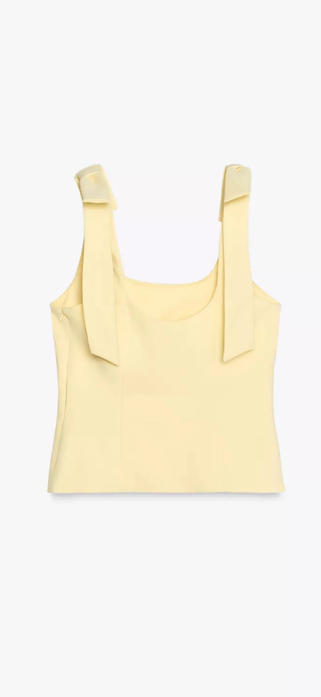 Ljusgul linnetopp med breda axelband - 1