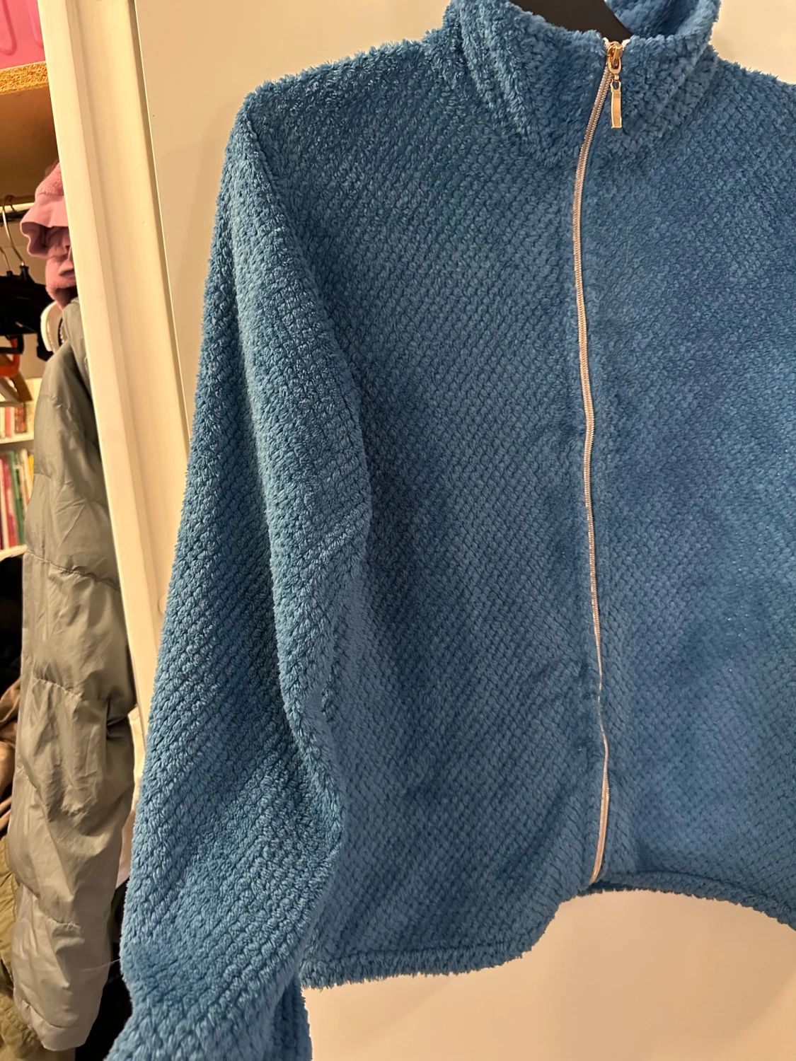 Blå teddyjacka med dragkedja strl: S - 1