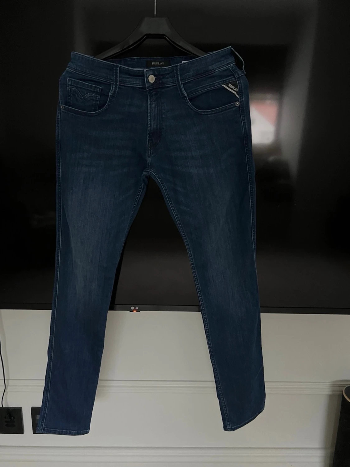 Blå Replay jeans med dragkedjedetalj