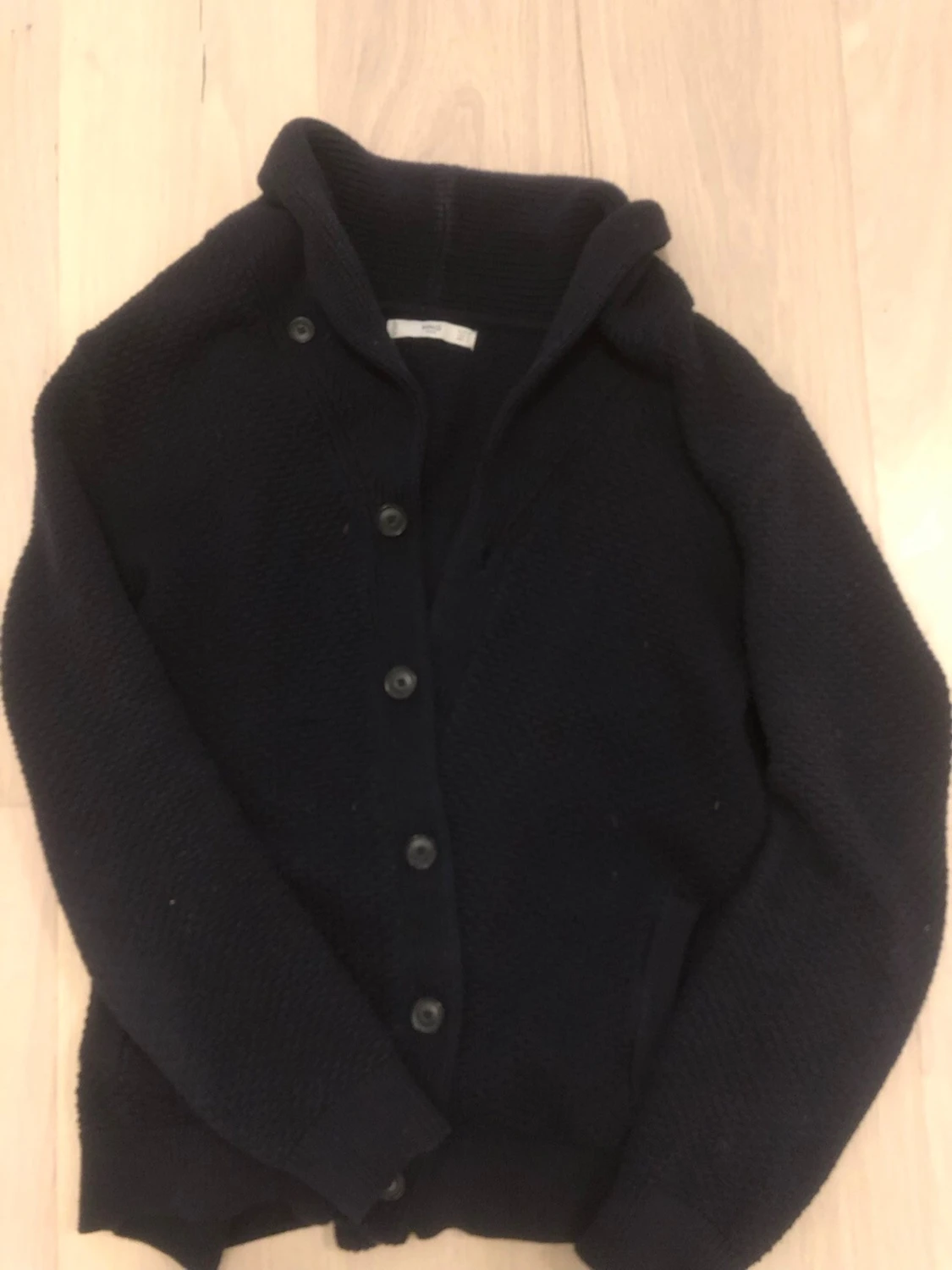 Mörkblå stickad cardigan - 2