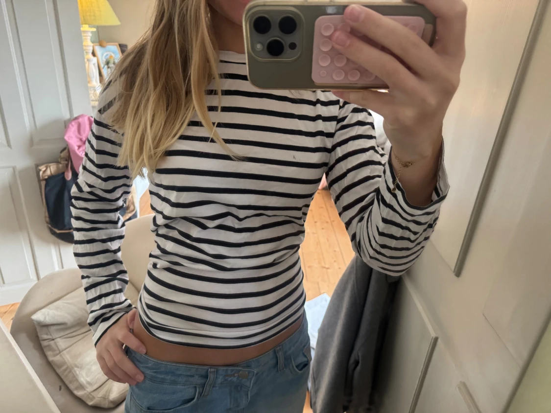 Randig långärmad tröja i bomull - 1