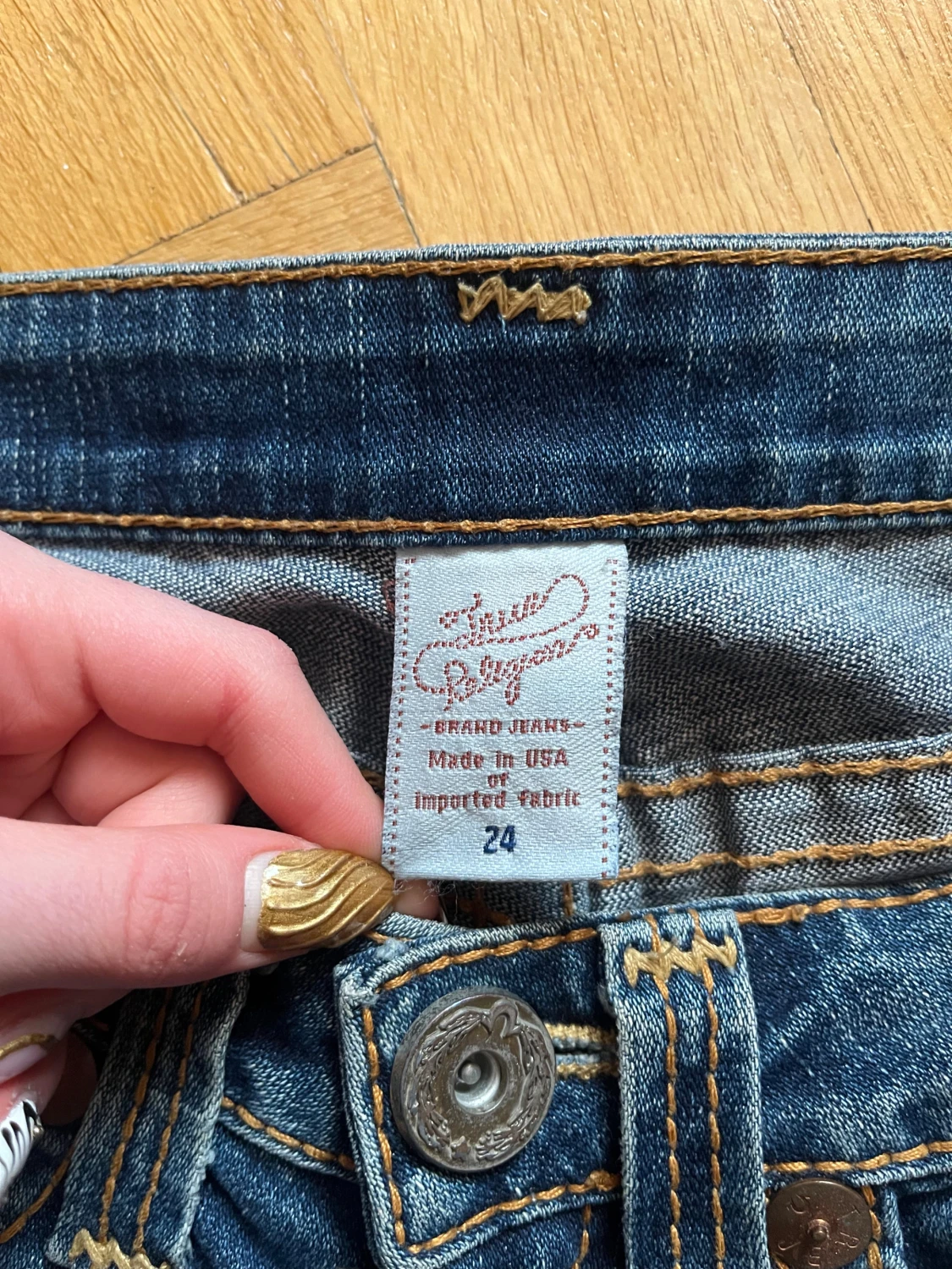 Vintage Lågmidjade true religion bruna/gula sömmar - 3