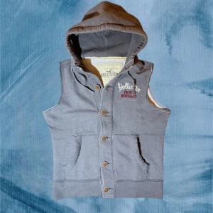 Grå hoodie-väst från Hollister - Säljer denna sjukt eftertraktade och snygga västen från Hollister. Fungerar utmärkt som lager på-lager eller att ha under en zip eller liknande. Denna finns det inte många av, slå till när du har chansen 👏. Tveka aldrig att höra av dig, svarar snabbt 😉