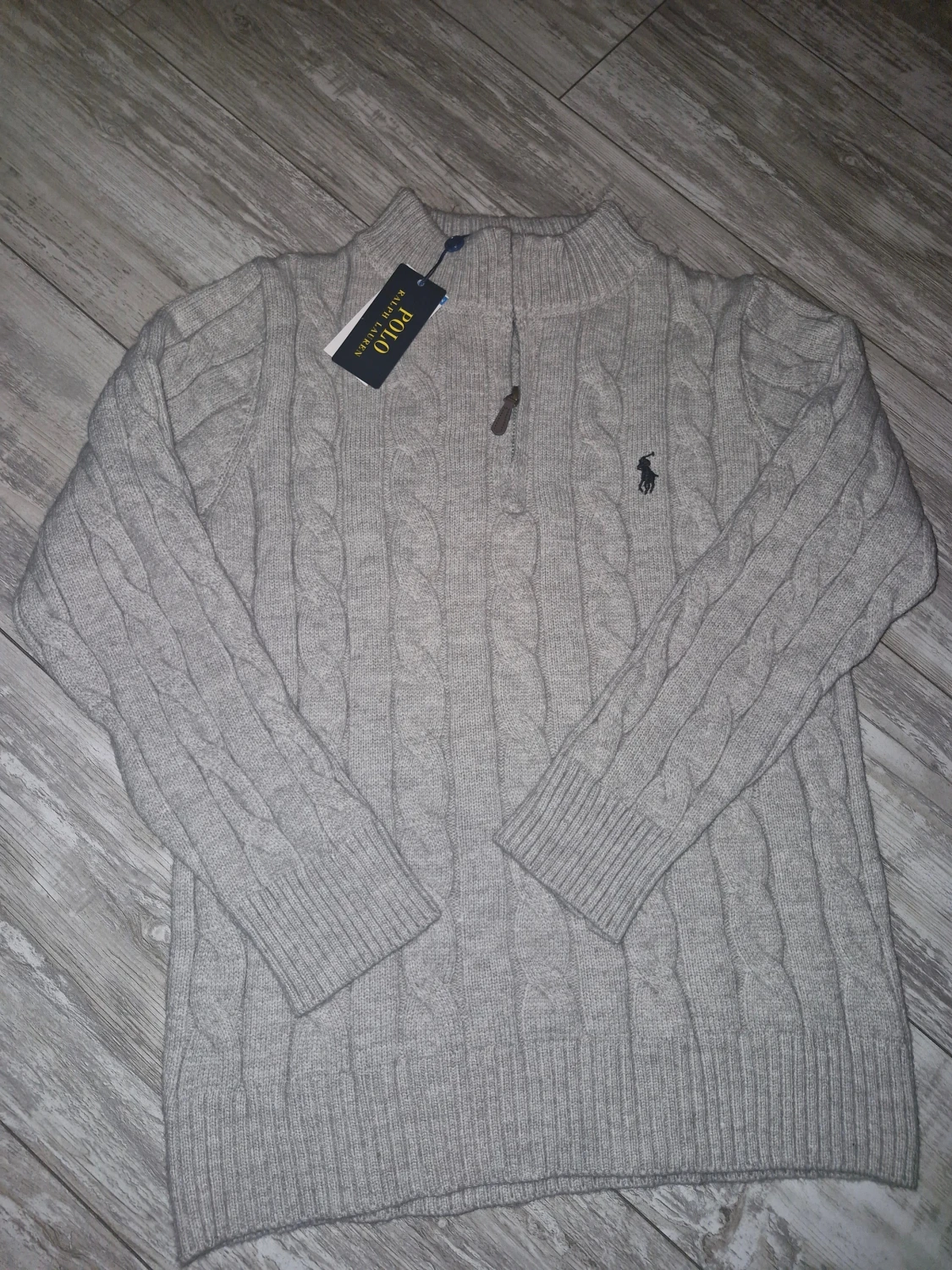 Grå stickad tröja Polo Ralph Lauren Halv zip