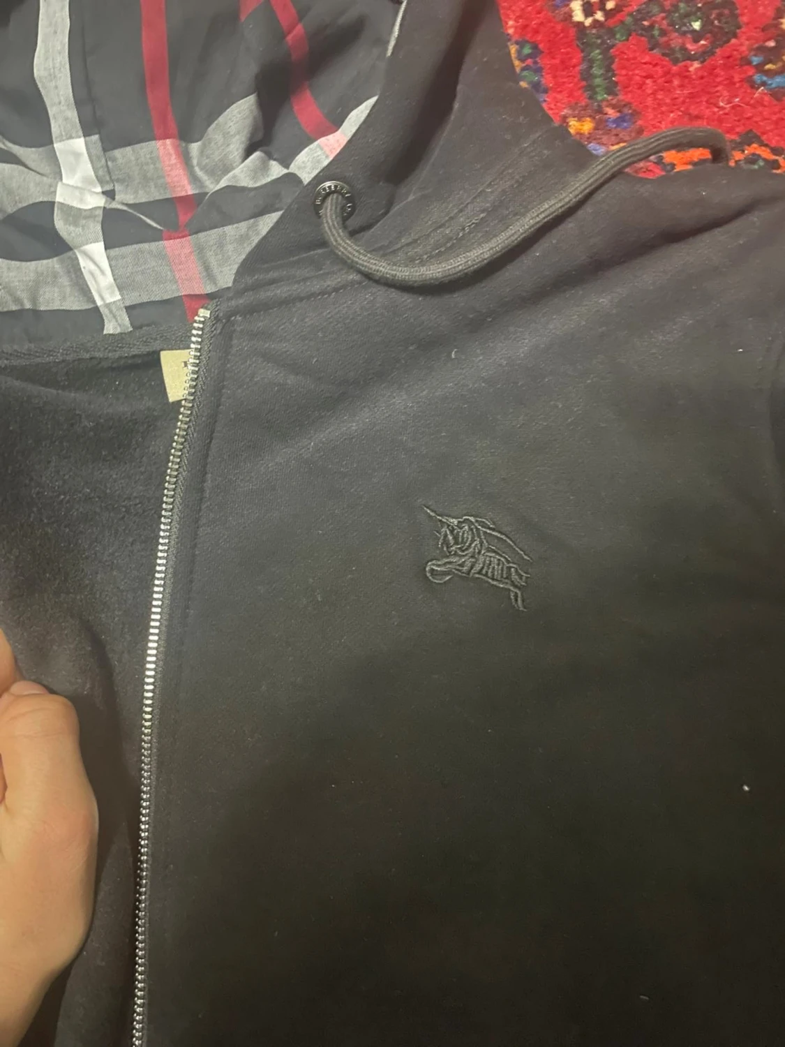 Svart Burberry hoodie med dragkedja - 2