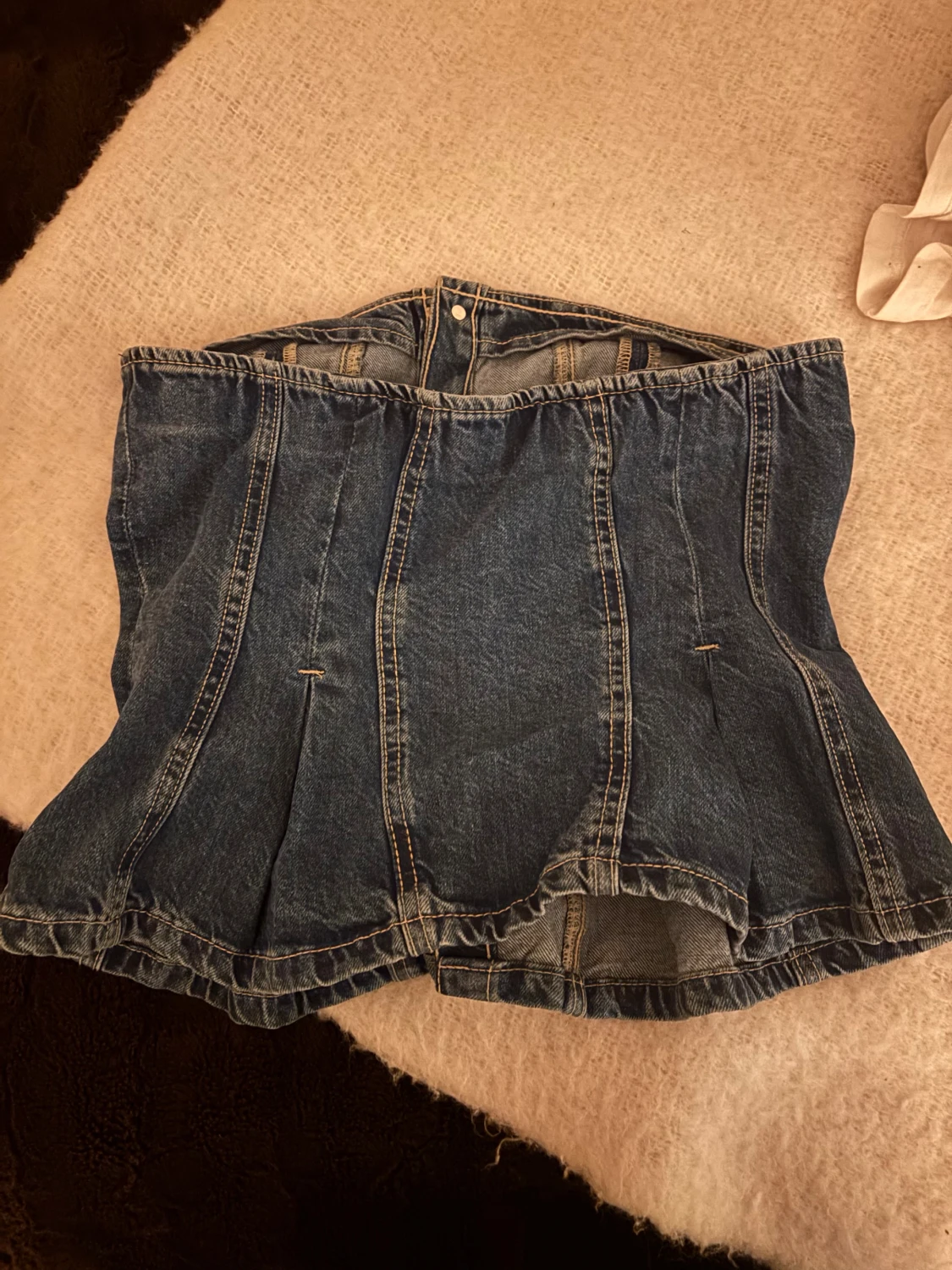 Denim korsett-topp med knappar - 1