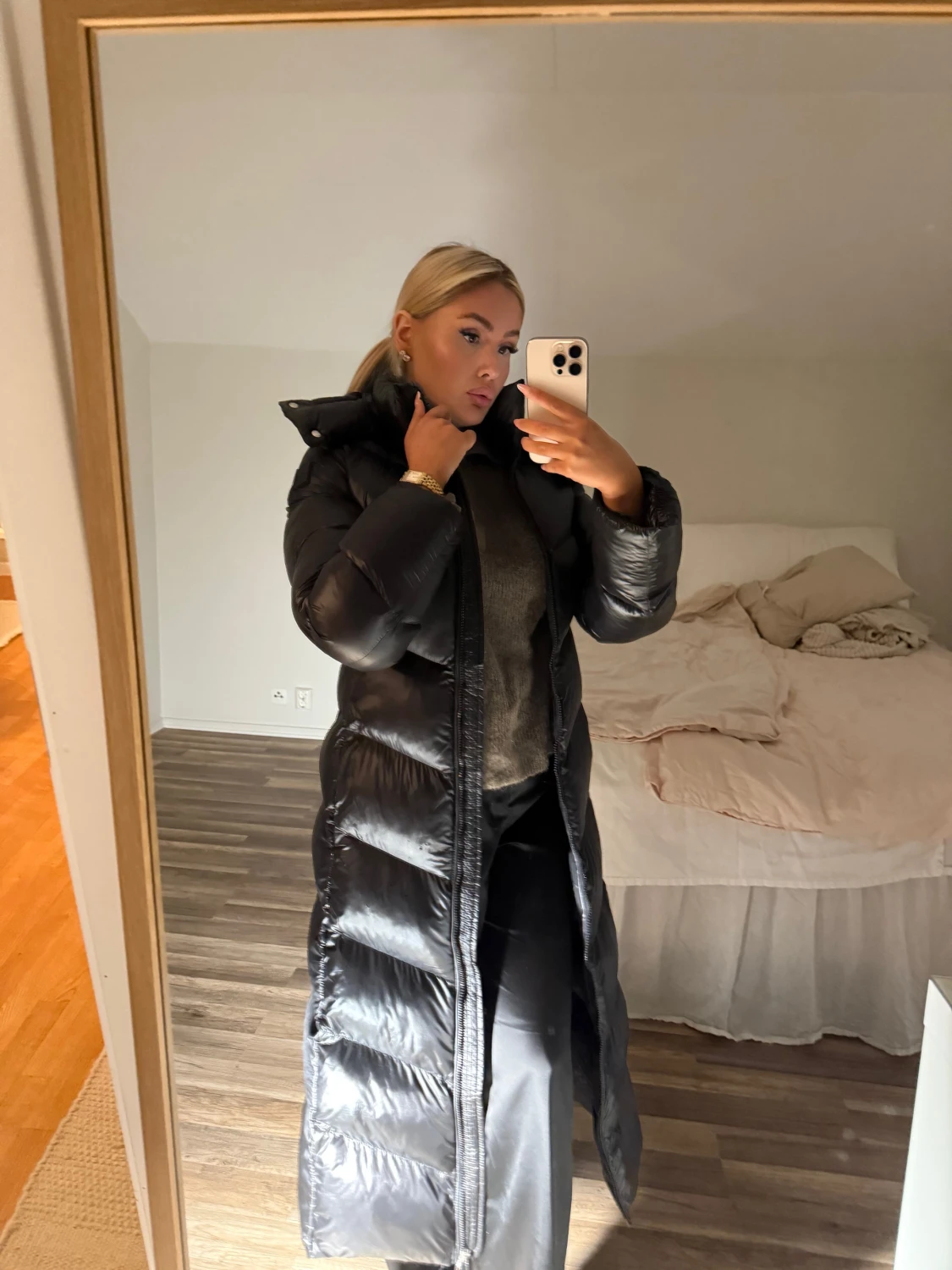 Svart lång pufferjacka BOSS - 1