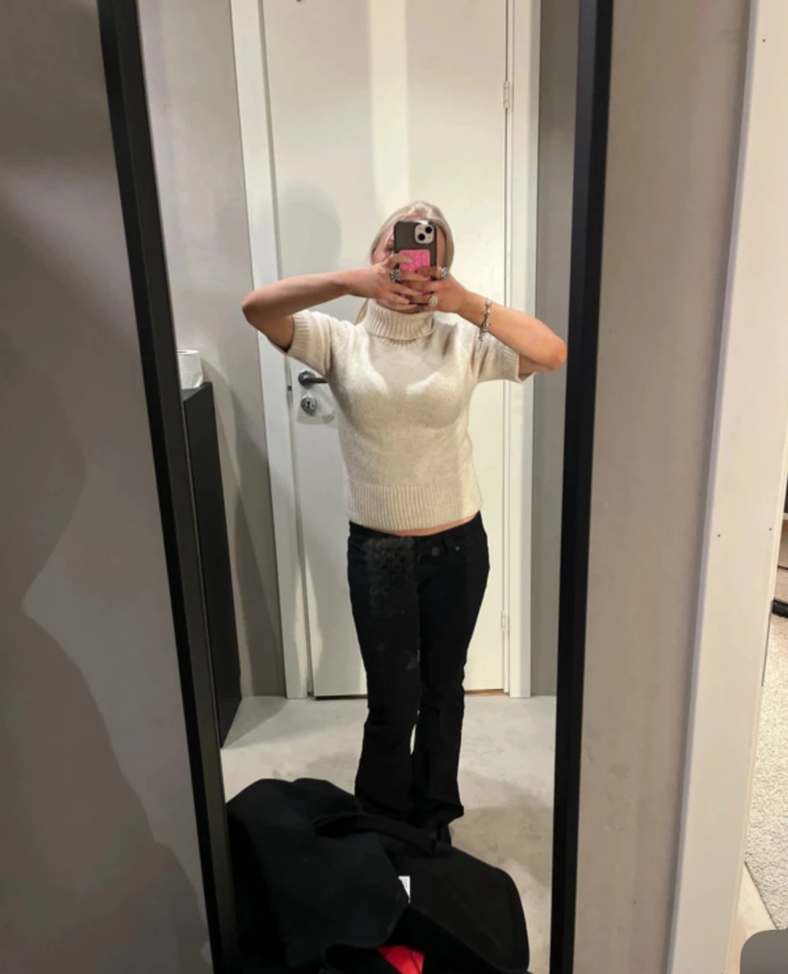 Beige polotröja med kort ärm - 1