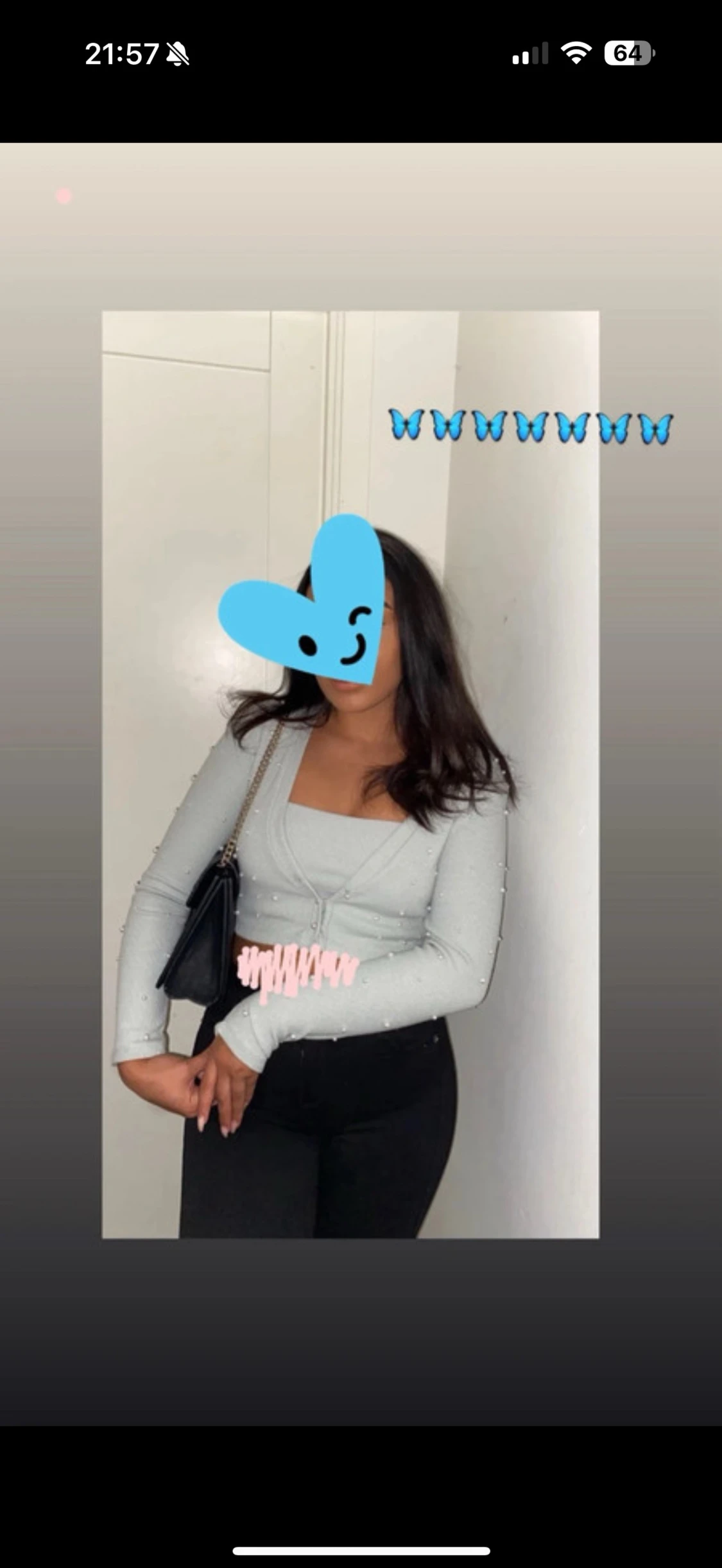 Ljusgrå croppatt set med pärlor från Zara - 2