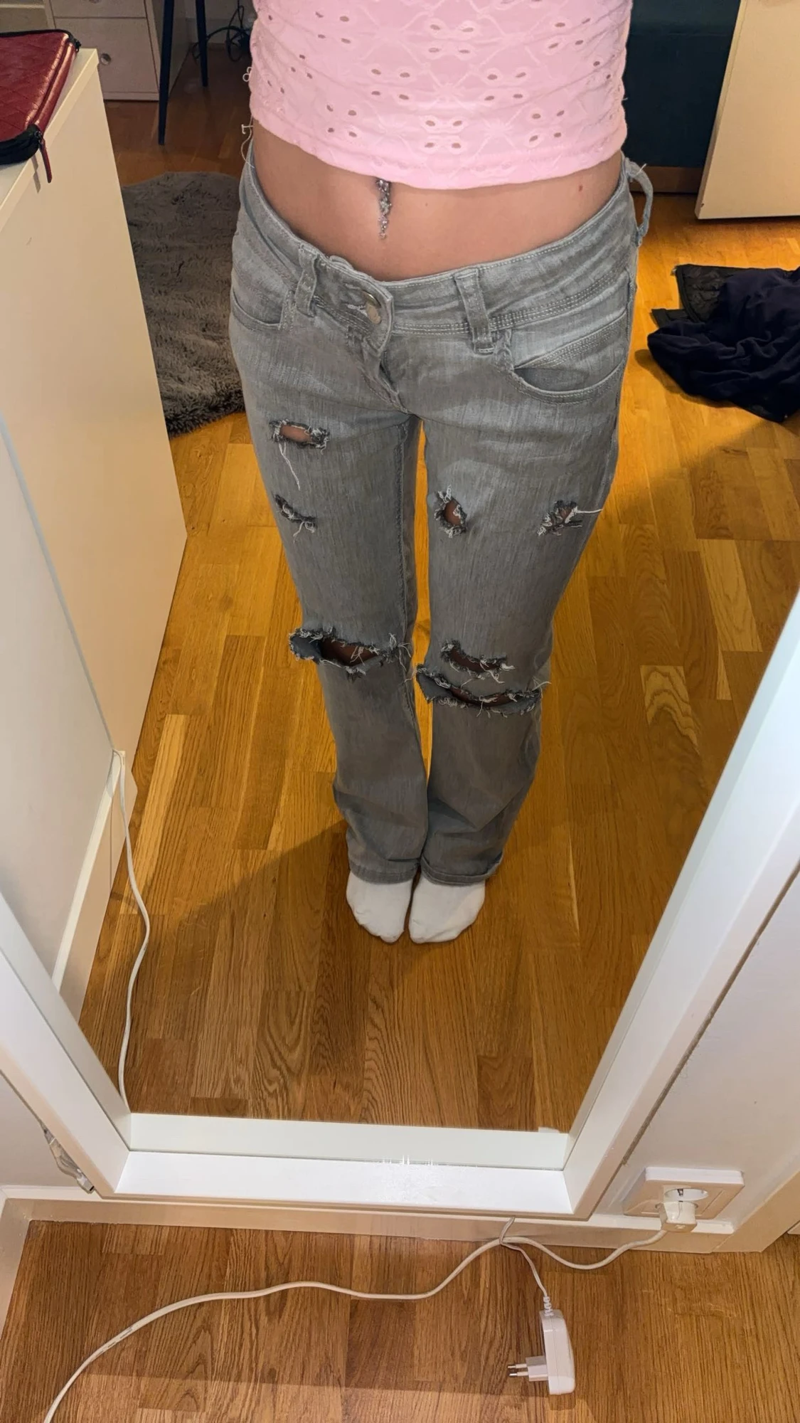 Grå low waist jeans 