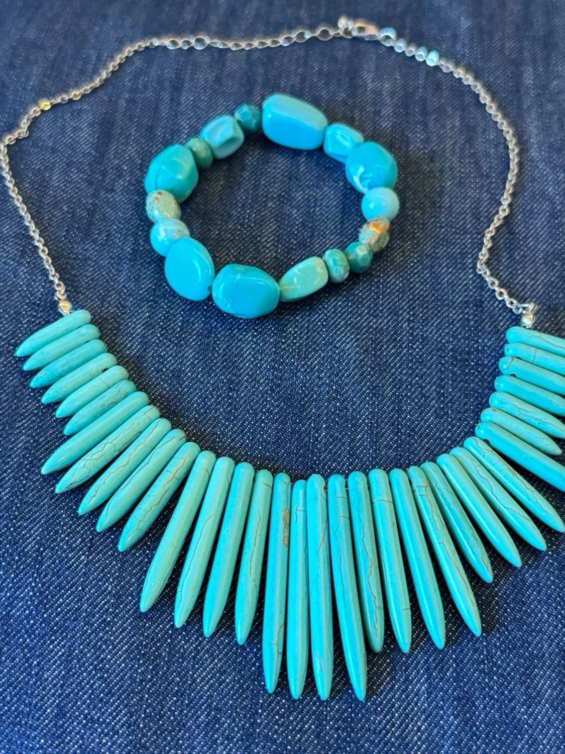 Turkos halsband med matchande armband (bundle) - 1