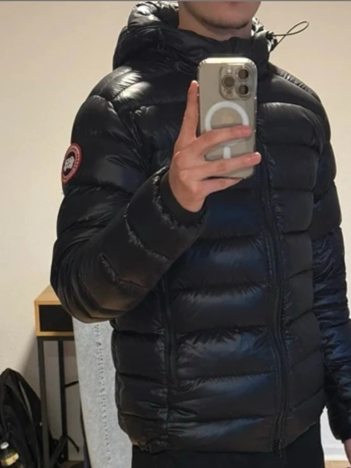 Svart dunjacka Canada Goose med huva - 2