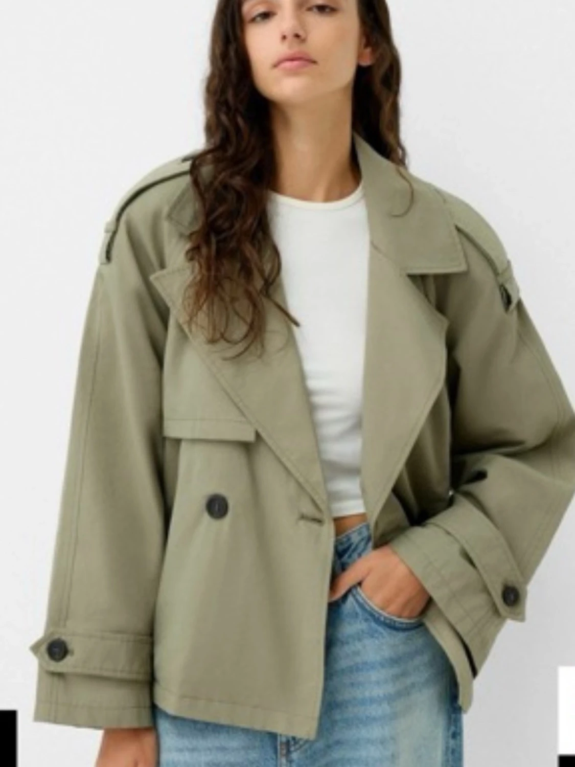 Oversized beige/grön trenchcoat - 1