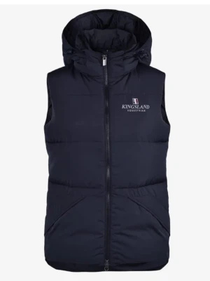Mörkblå dunväst från Kingsland - Helt Ny!! Snygg mörkblå dunväst från Kingsland med huva och hel dragkedja framtill. Västen har två praktiska fickor och broderad logga på bröstet. Perfekt till både stallet och vardag. Lappar kvar. Storlek XXS men stor i storleken, passar XS och S. Nypris 1999kr. 