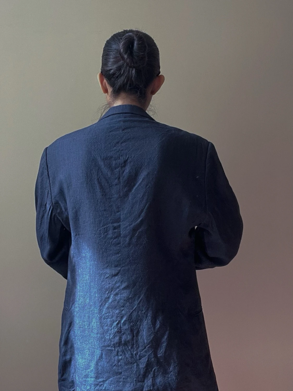 Vintage Armani Linen Blazer Blue - 2