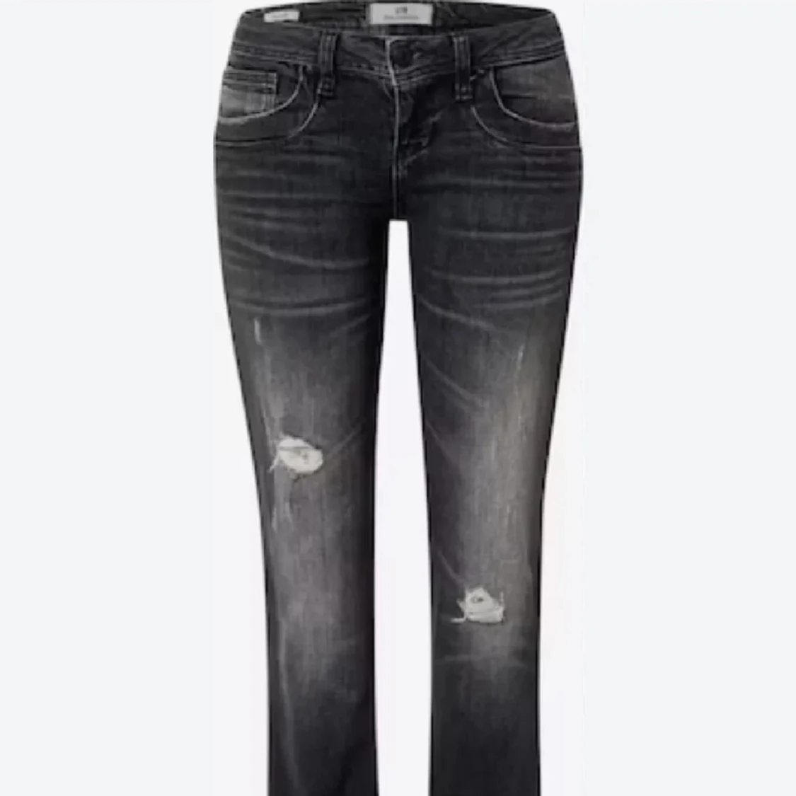 Bootcut svarta jeans med slitningar - 1