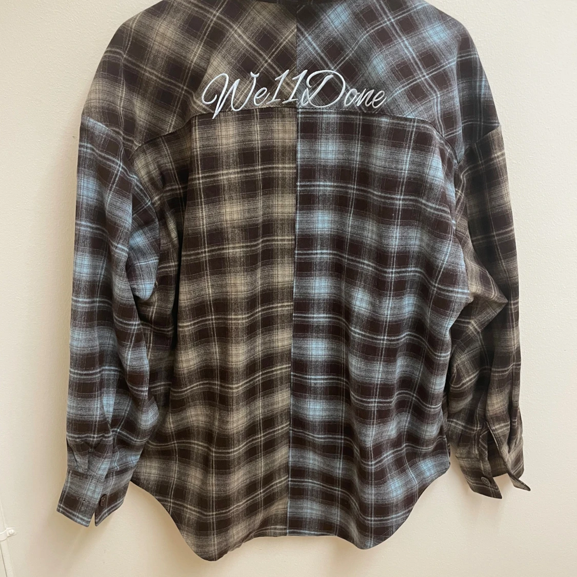 helt ny - We11done brun och blå rutig overshirt  - 4