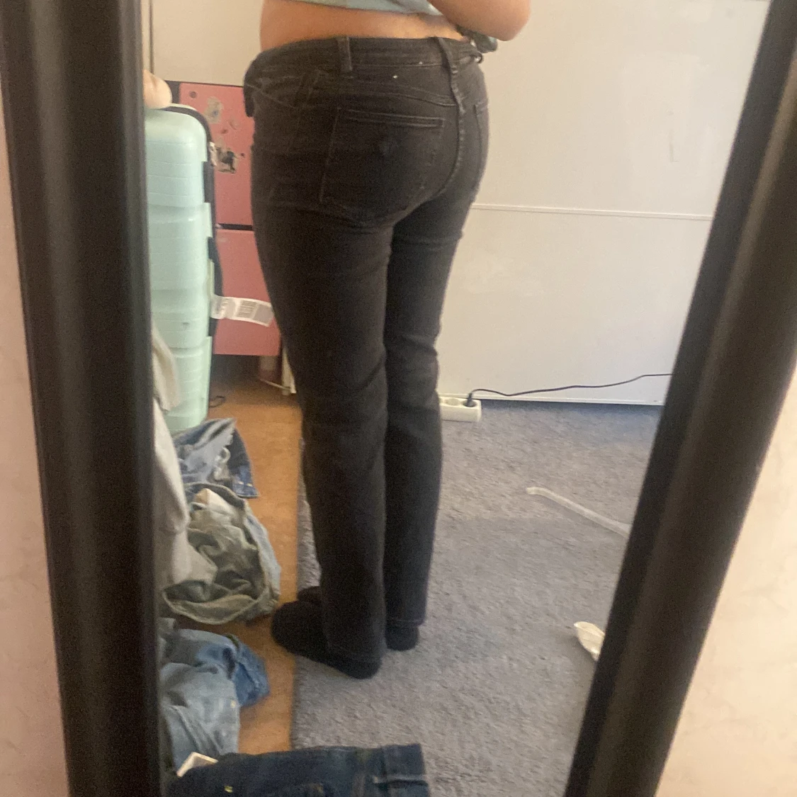 Svarta lågmidjade jeans straight fit - 1