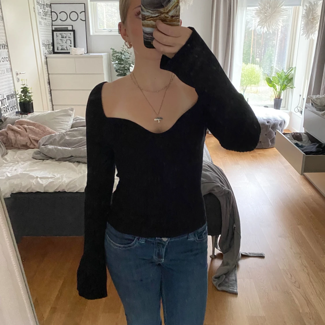 Svart ribbad topp från H&M